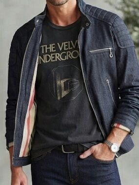 Andrew Marc Denim & Leathers Motorcycle Moto Jacket Sz M